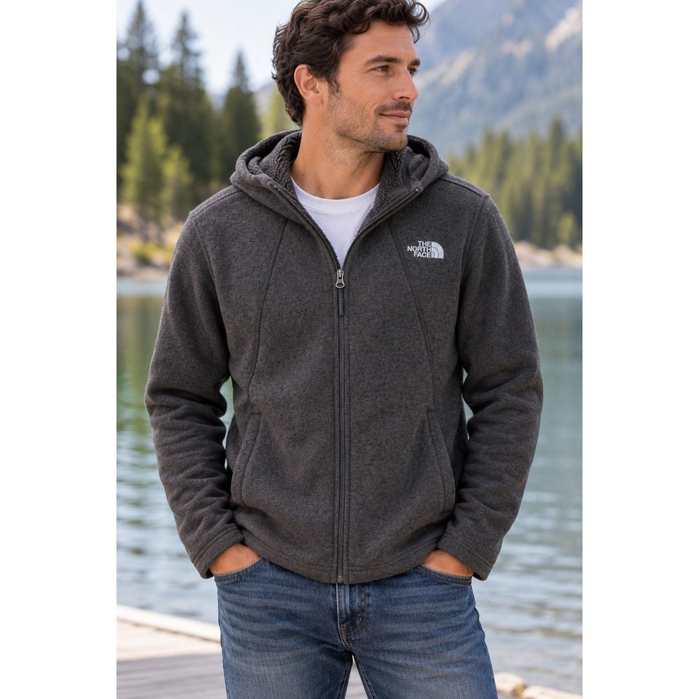 The North Face Full Zip Hoodie Mens XL Gray Gorpcore Sherpa Lined Sweater Fleece